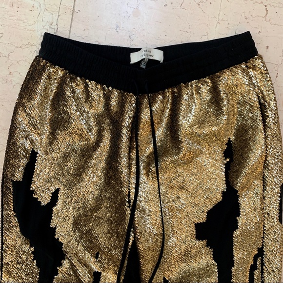 Robert Rodriguez Gold Sequined Track Pants - Picture 7 of 16